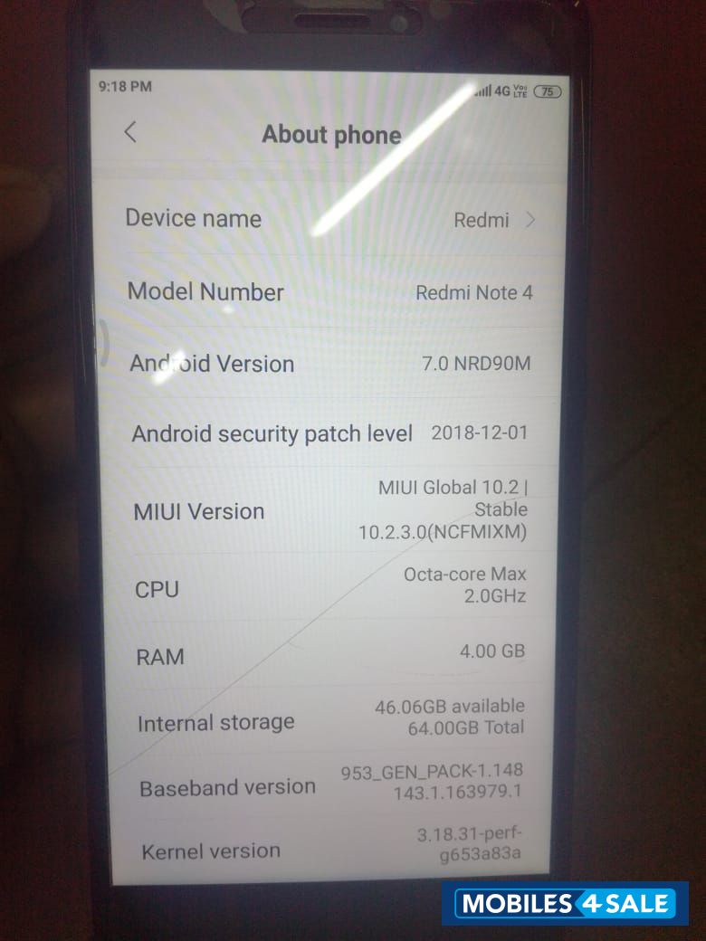 Redmi  Note 4, 4 GB 64 gb