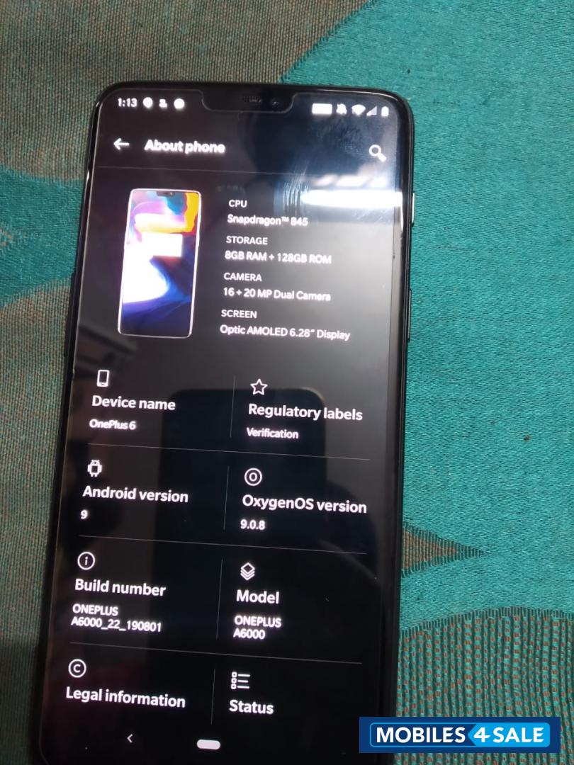 Matte Black OnePlus  Oneplus6