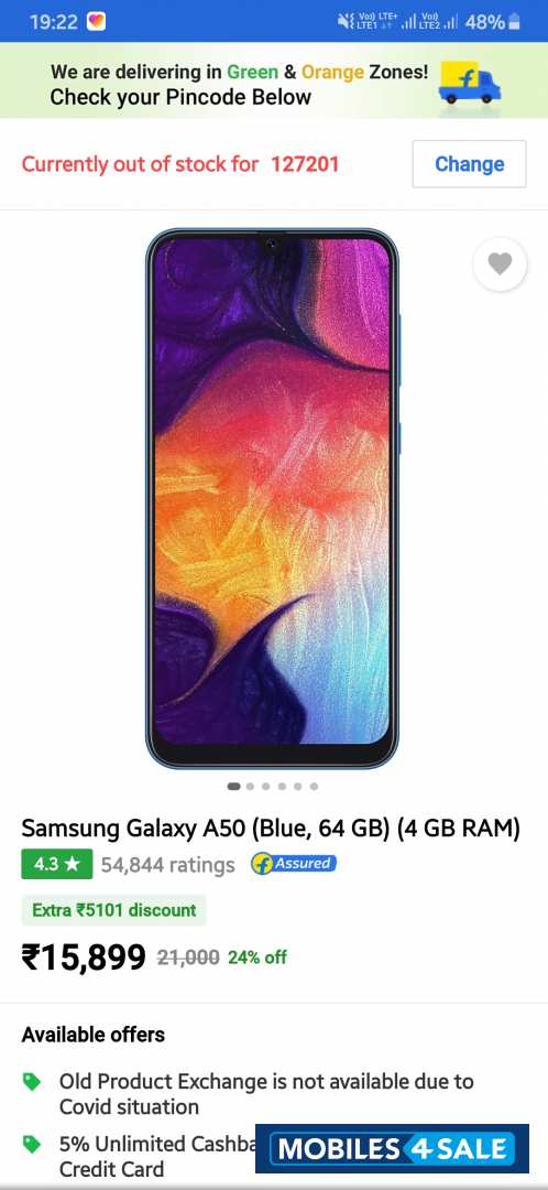 Blue Samsung  Galaxy a50