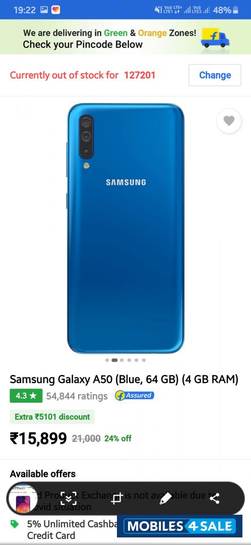 Blue Samsung  Galaxy a50