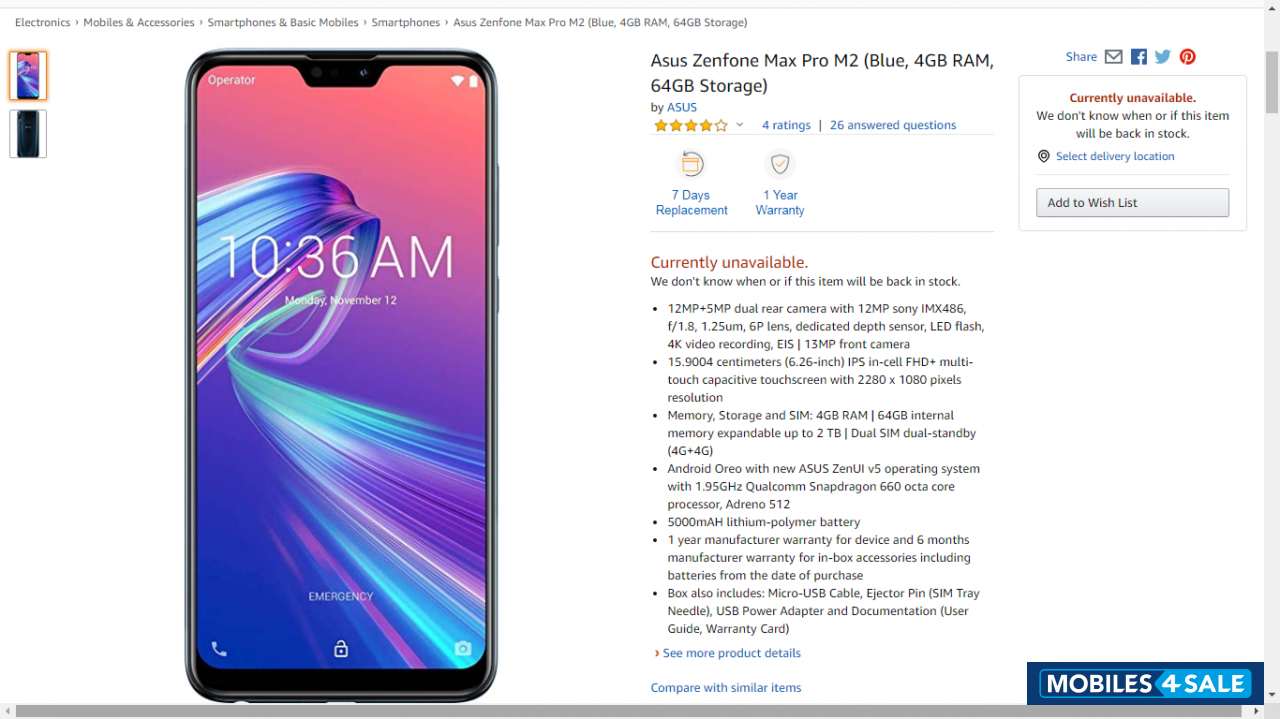 Navy Blue Asus  zenfone max pro m2 4/64