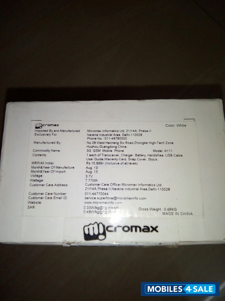 White Micromax Canvas Doodle A111