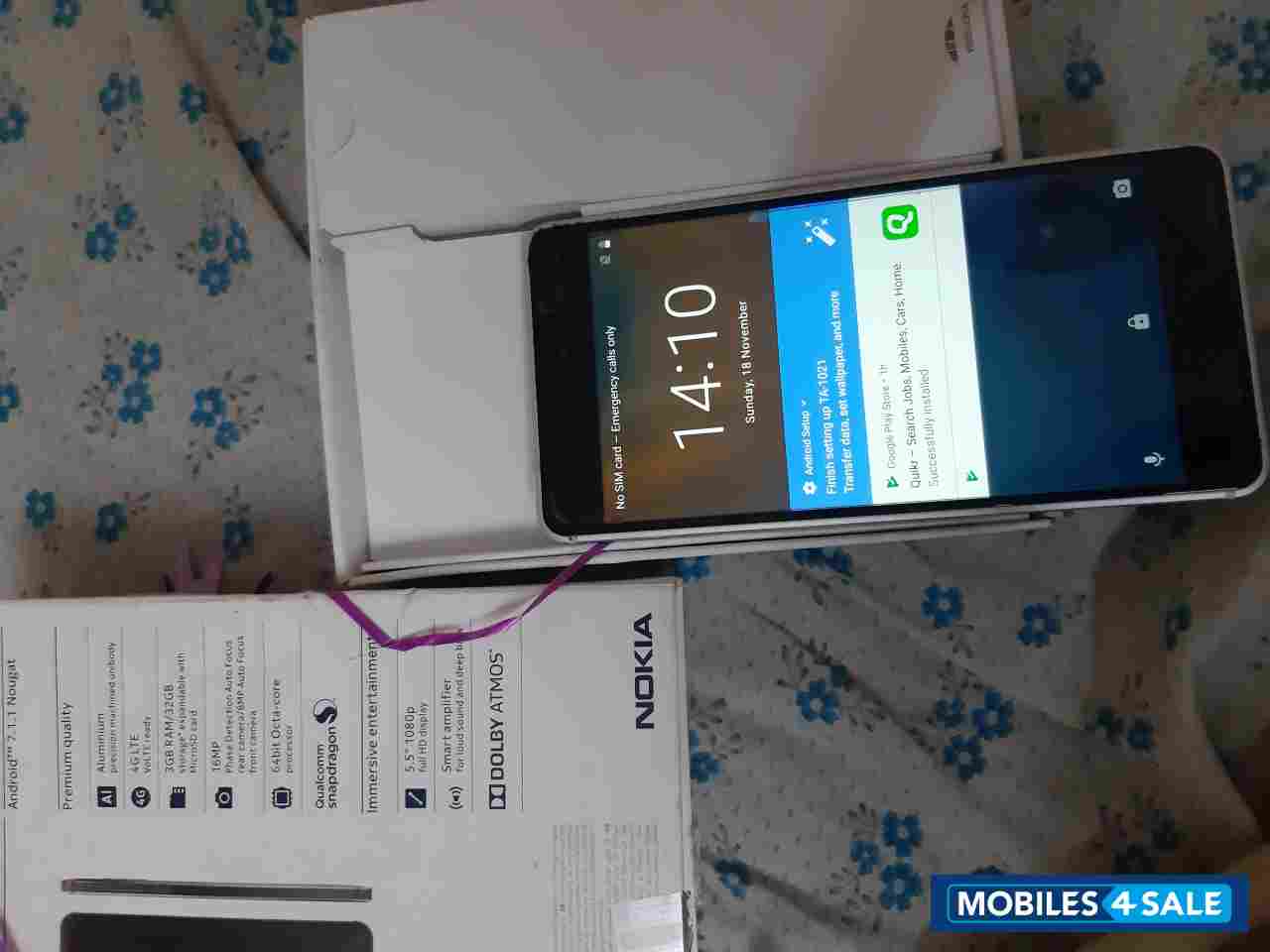 Silver Nokia  6, 3ram, 32 storage