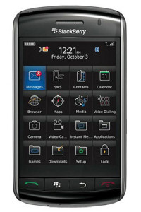 Black BlackBerry  BlackBerry Storm 2 (9550) with complete accessories