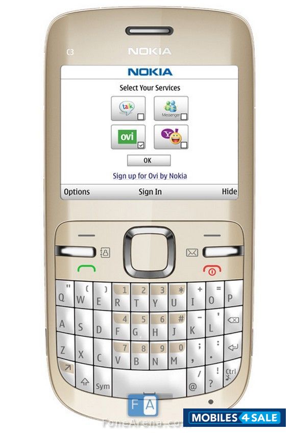 Cream & White Nokia C3