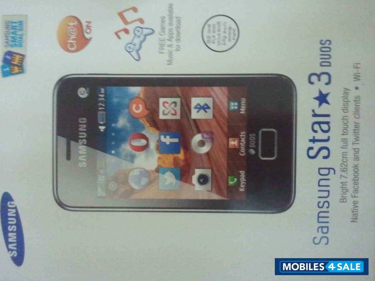 Used 2012 Samsung Star 3 Duos for sale in Bangalore. Modern Black colour.  ID is 27104 - Mobiles4Sale