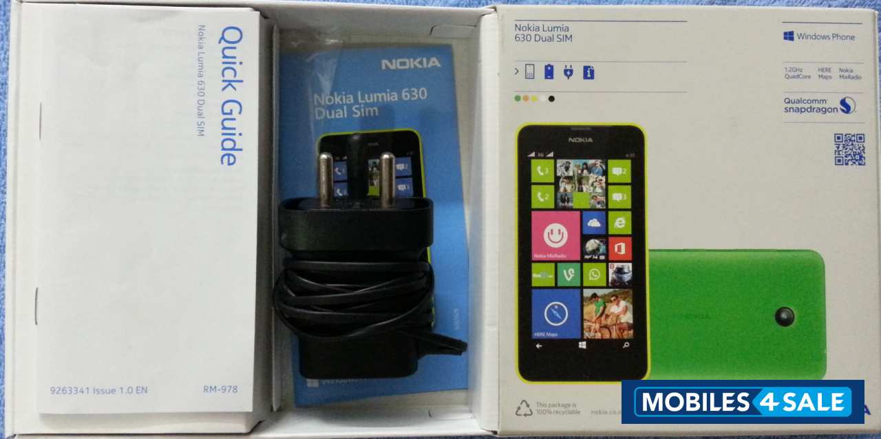 Green Nokia Lumia Lumia 630 Dual Sim with Screen Guard  & Flip case