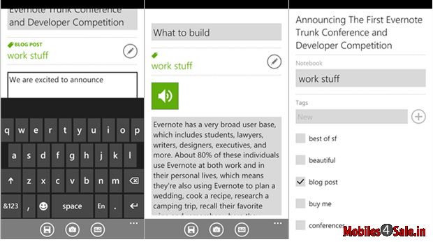 Evernote App for Windows Phone